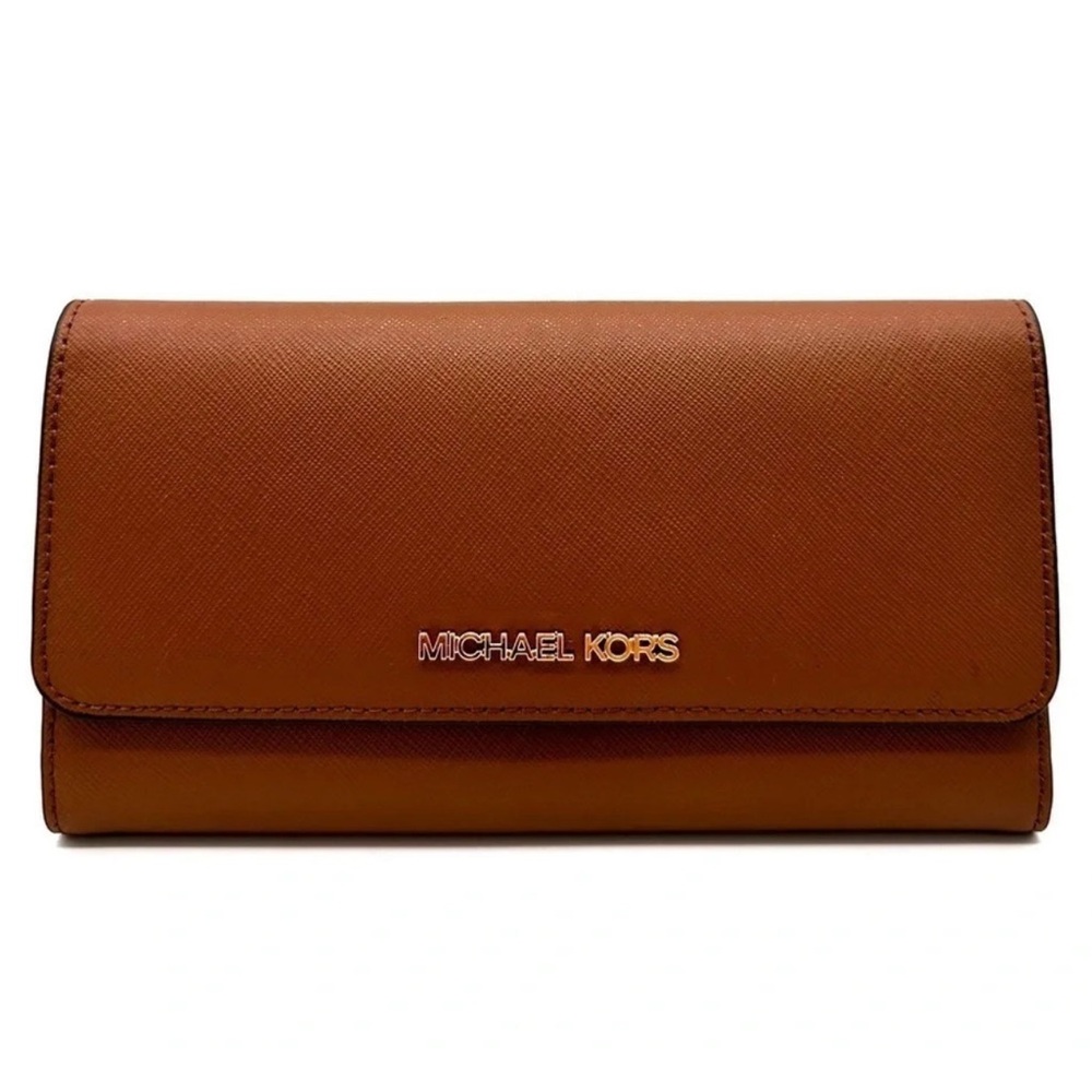 Michael Kors Large Trifold Wallet Luggage Brown - Picture 1 of 8